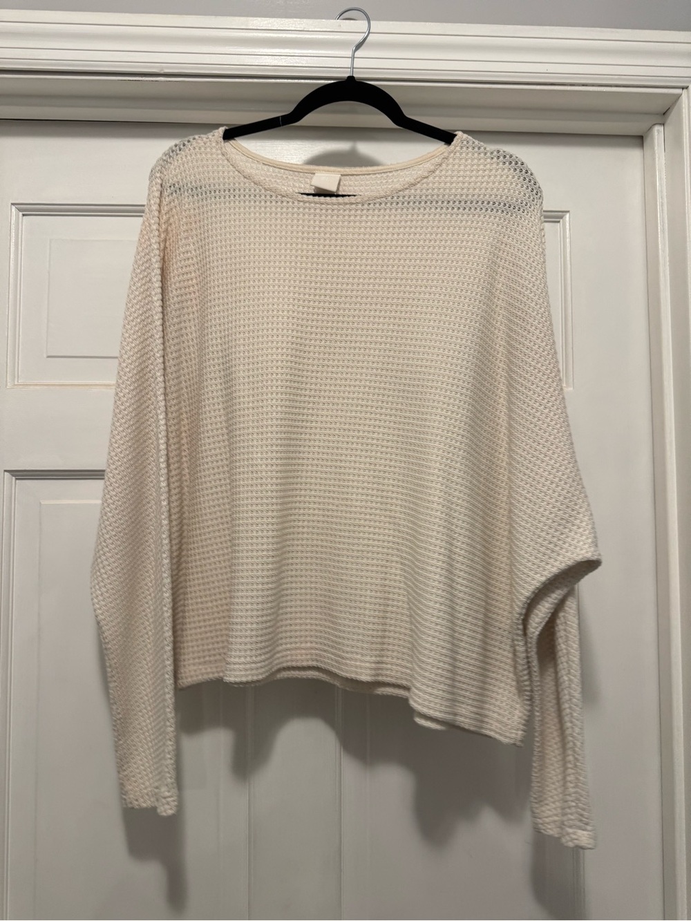 H&M Cream Waffle Knit Scoop Neck Sweater